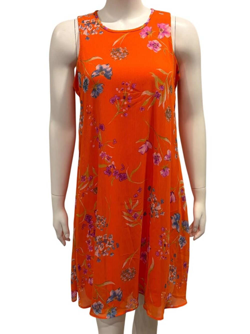 Calvin Klein Floral Sleeveless A Line Shift Dress Size 8 Lined Flowy Casual